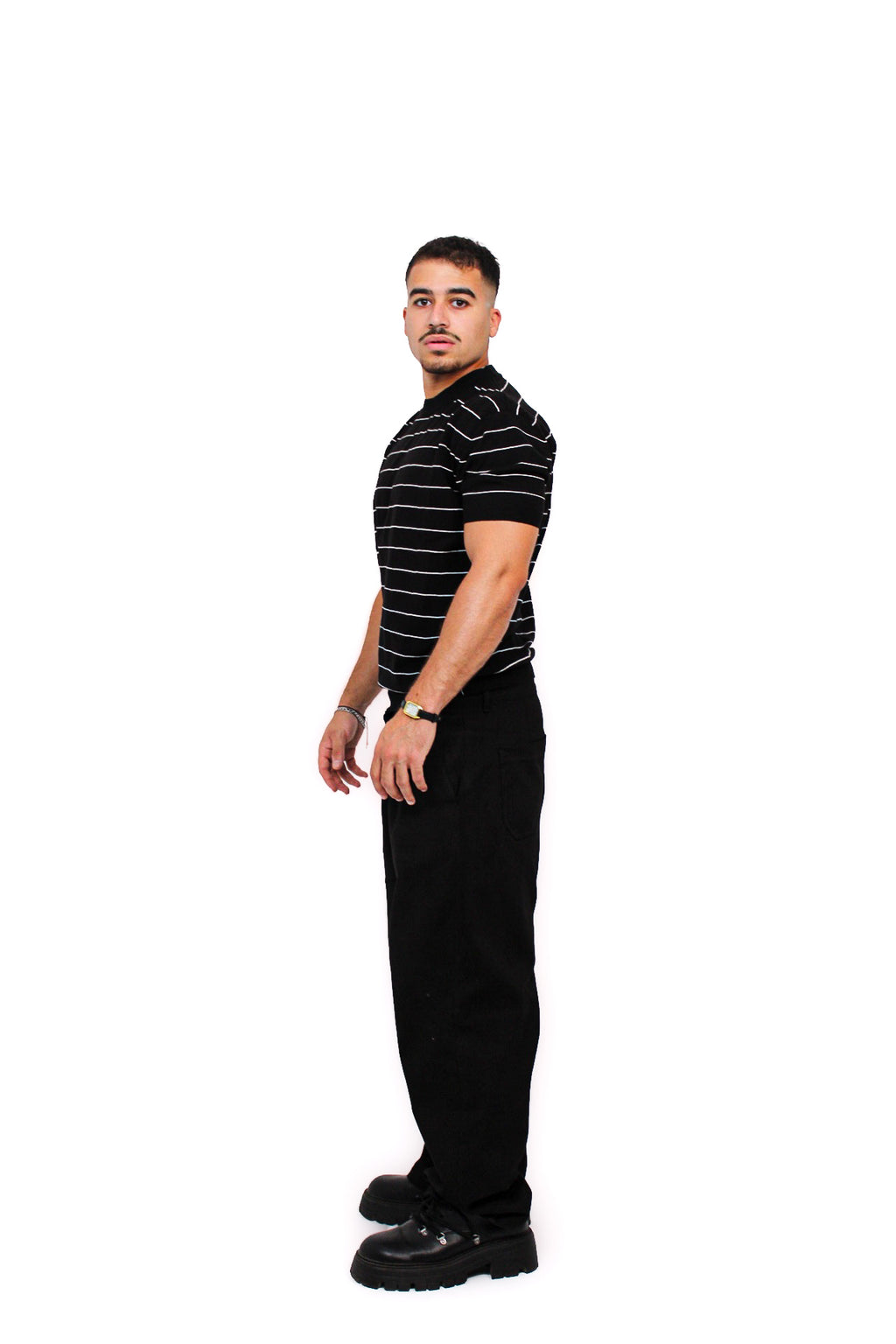 Black stripped tee