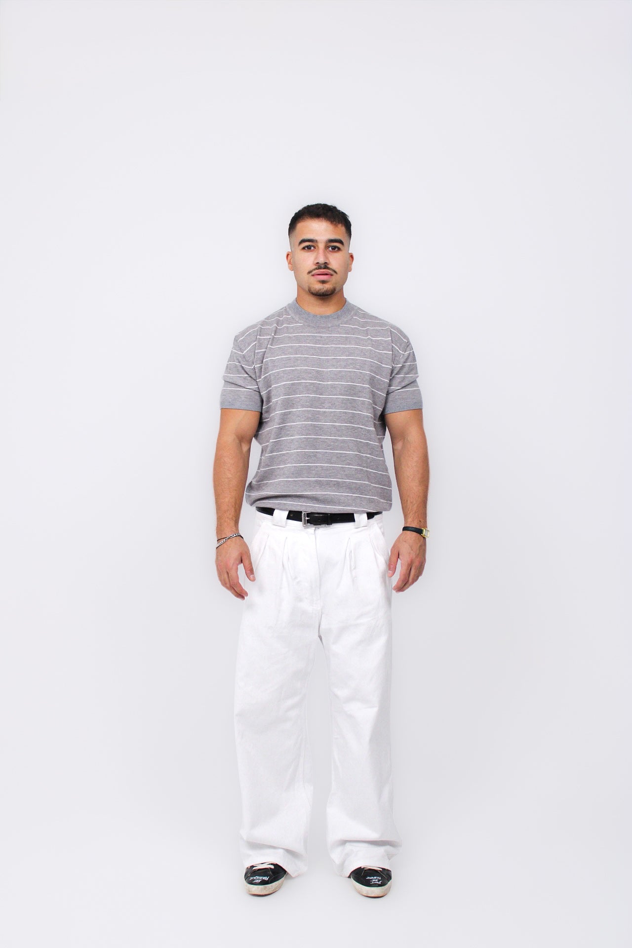 Gray stripped tee