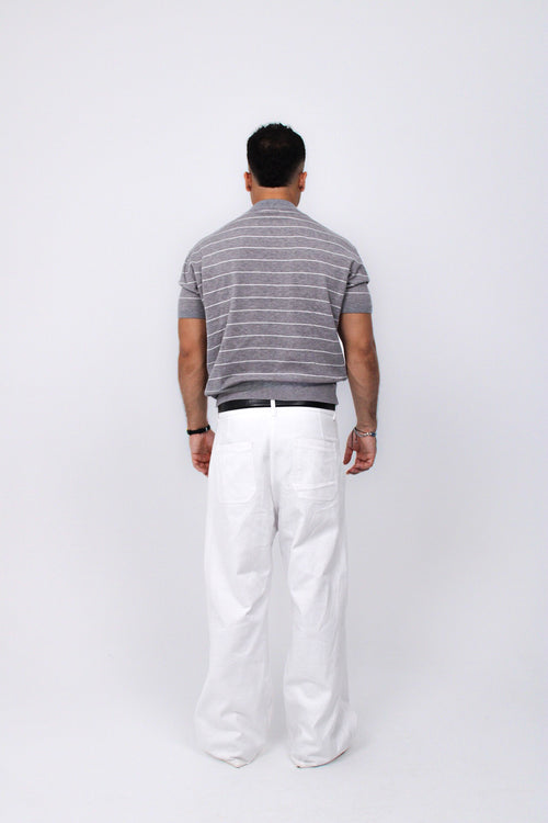 Gray stripped tee